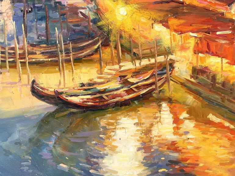 Original Art Deco Boat Painting by Eugene Chernyakovsky