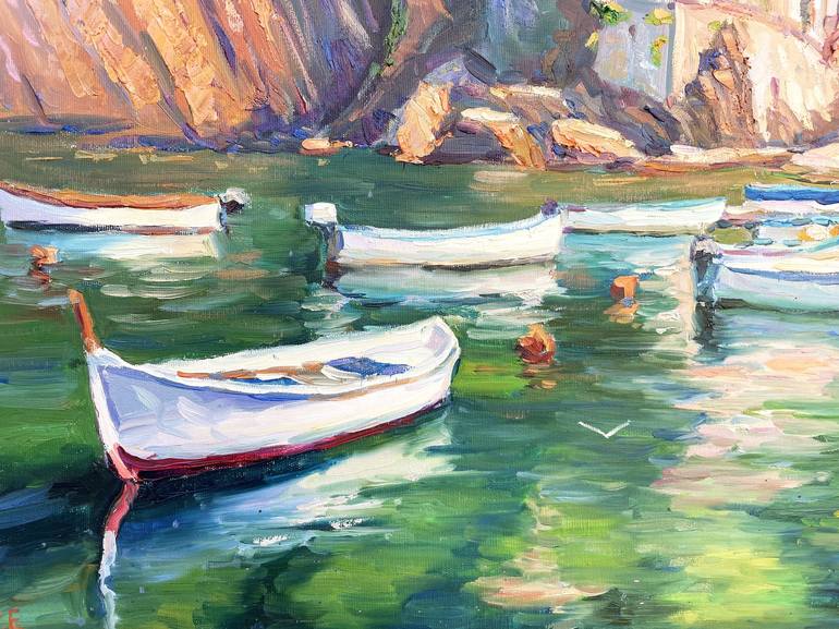 Original Art Deco Boat Painting by Eugene Chernyakovsky