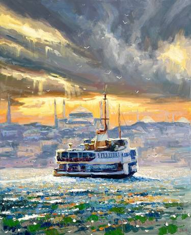 Original Impressionism Boat Paintings by Eugene Chernyakovsky
