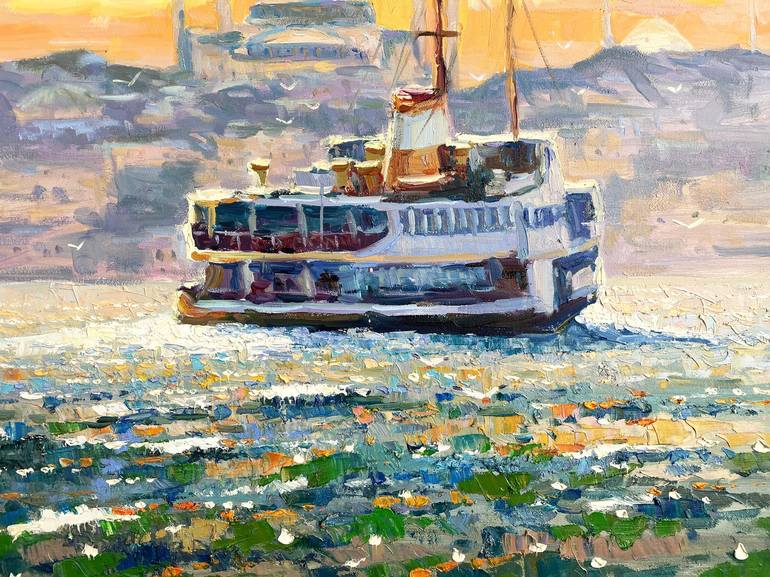 Original Impressionism Boat Painting by Eugene Chernyakovsky