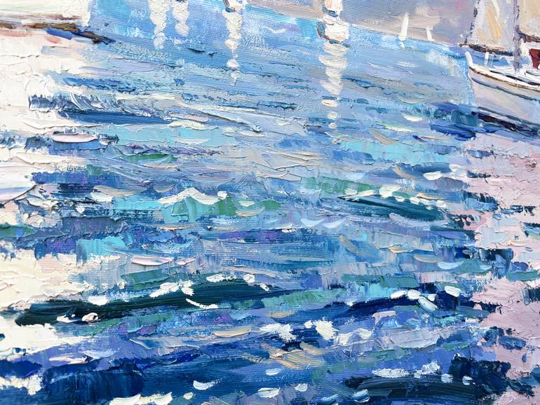 Original Abstract Boat Painting by Eugene Chernyakovsky