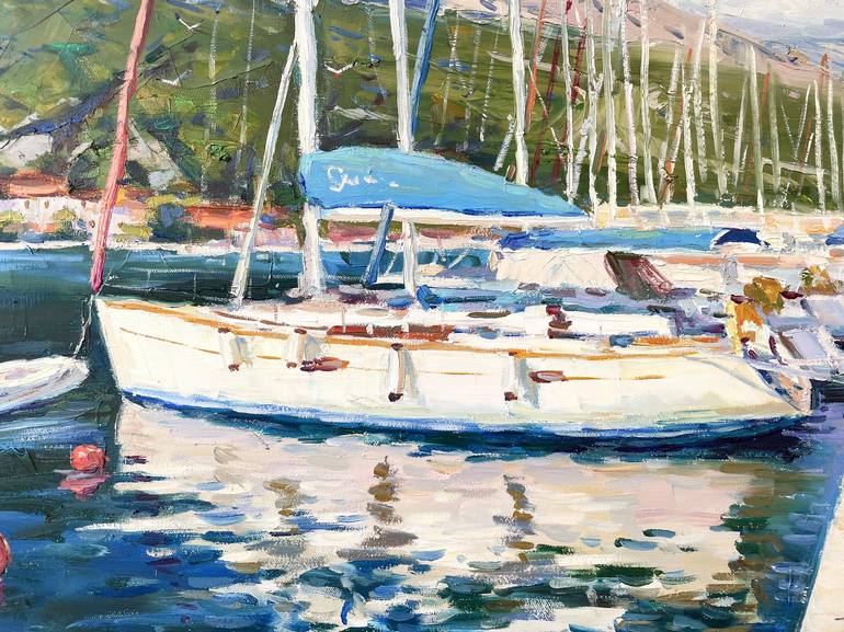 Original Art Deco Boat Painting by Eugene Chernyakovsky