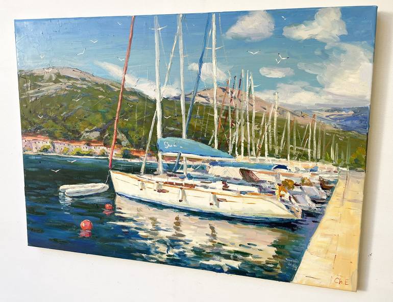 Original Art Deco Boat Painting by Eugene Chernyakovsky