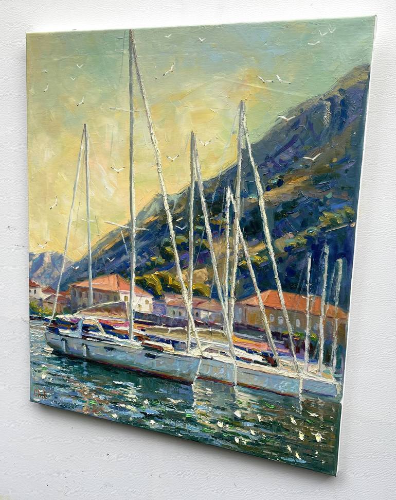 Original Abstract Boat Painting by Eugene Chernyakovsky