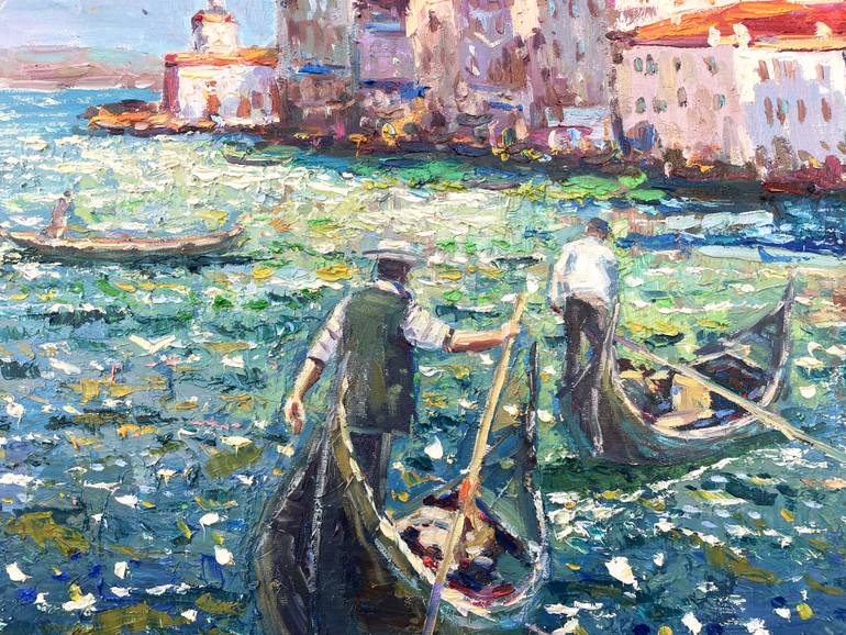 Original Abstract Boat Painting by Eugene Chernyakovsky