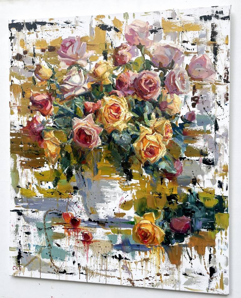 Original Abstract Floral Painting by Eugene Chernyakovsky