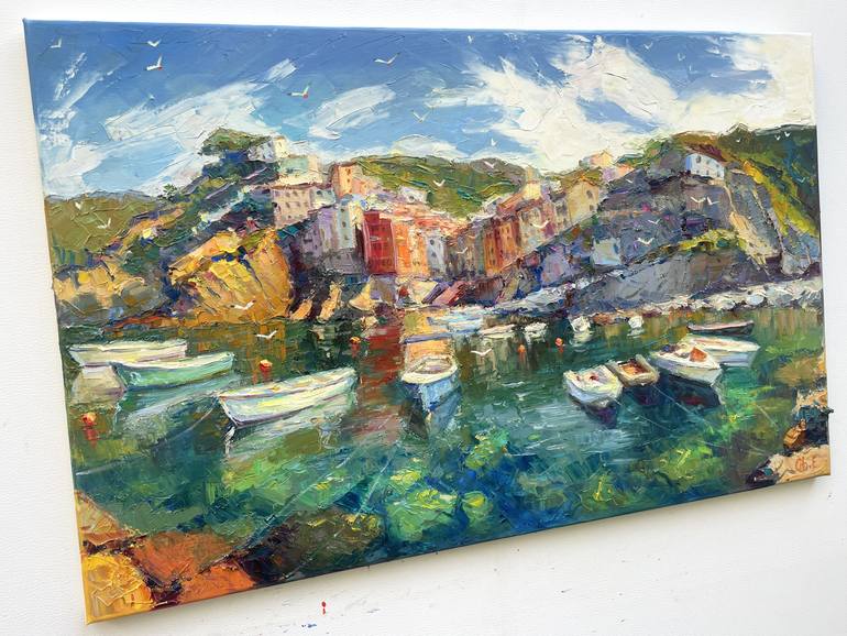 Original Abstract Boat Painting by Eugene Chernyakovsky