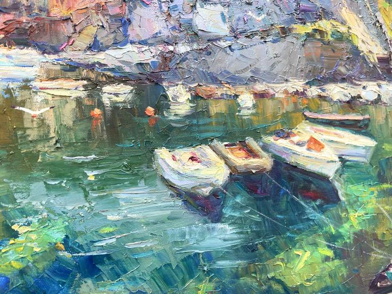 Original Abstract Boat Painting by Eugene Chernyakovsky