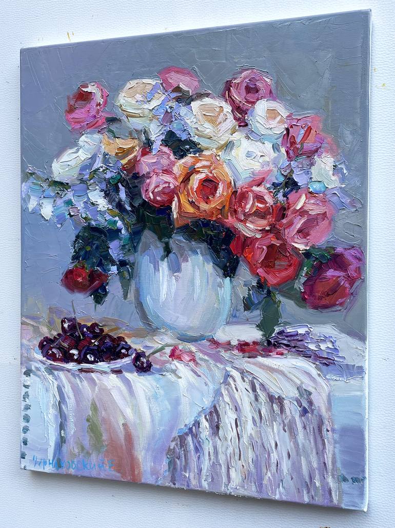 Original Abstract Floral Painting by Eugene Chernyakovsky