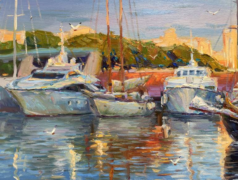 Original Abstract Boat Painting by Eugene Chernyakovsky