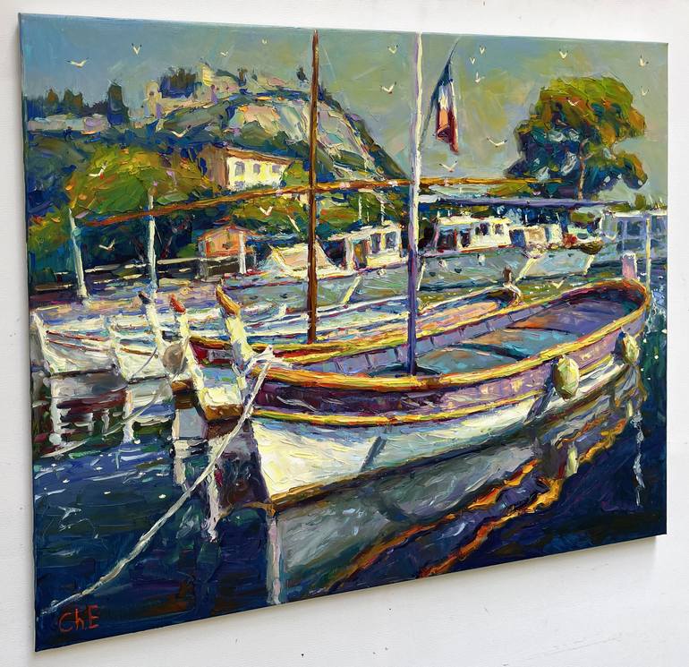 Original Abstract Boat Painting by Eugene Chernyakovsky