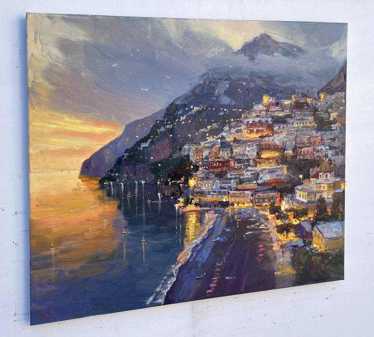 Sunset over the city Painting by Eugene Chernyakovsky | Saatchi Art