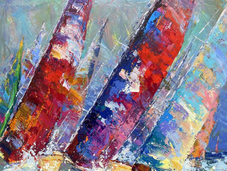 Original Abstract Boat Painting by Eugene Chernyakovsky