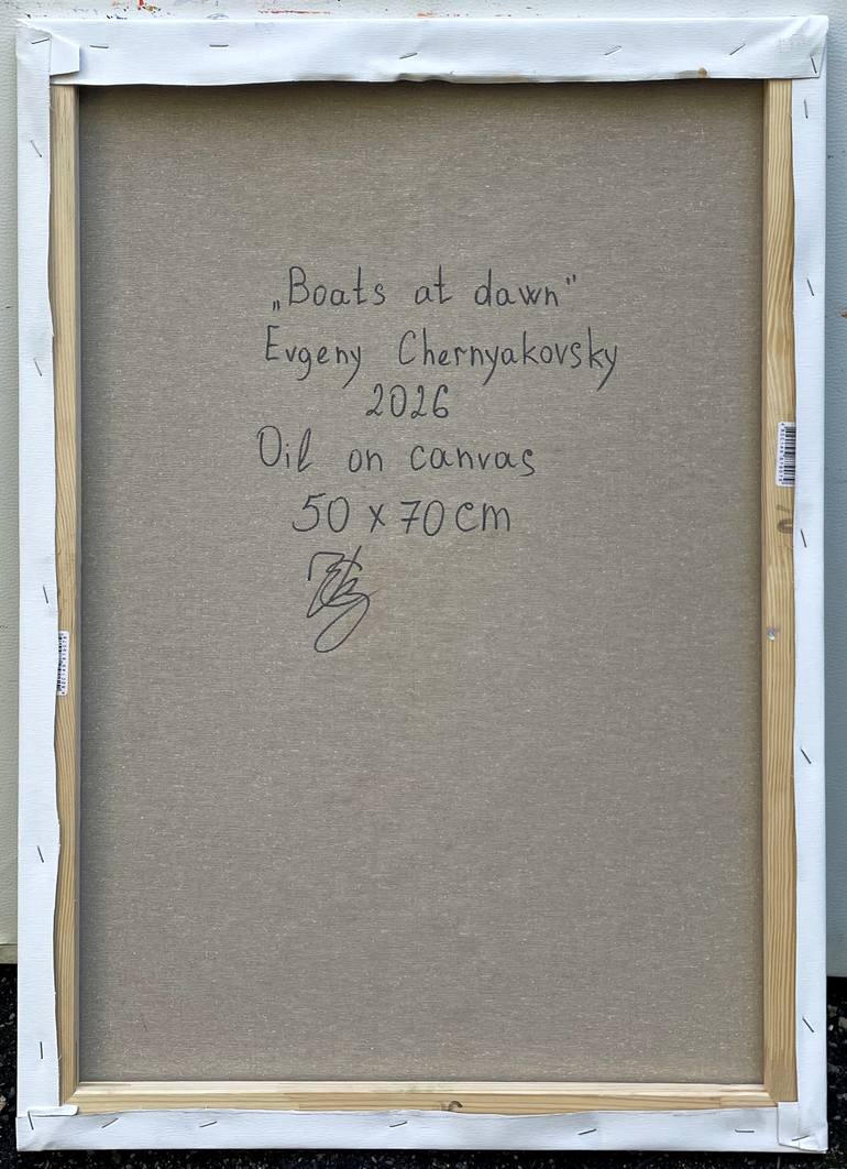 Original Abstract Boat Painting by Eugene Chernyakovsky