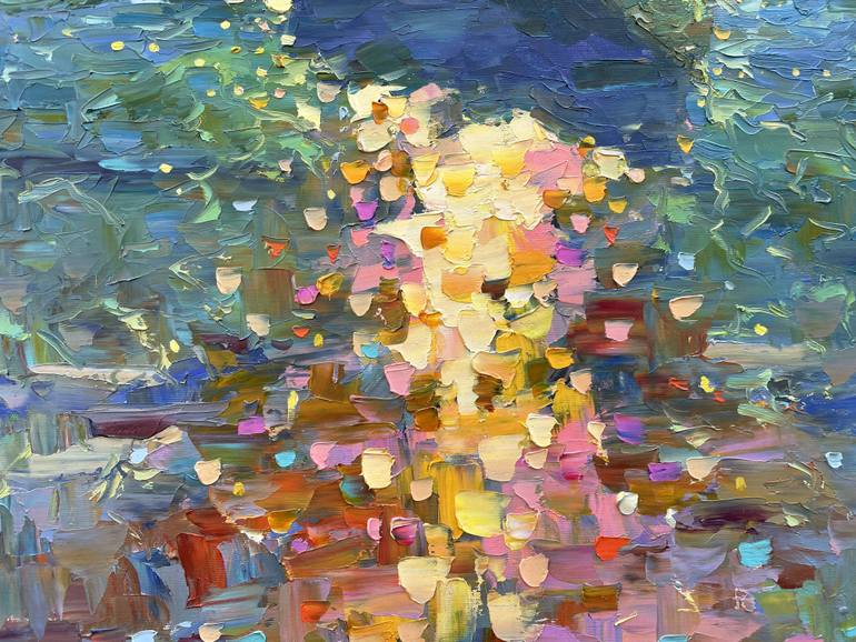Original Abstract Boat Painting by Eugene Chernyakovsky