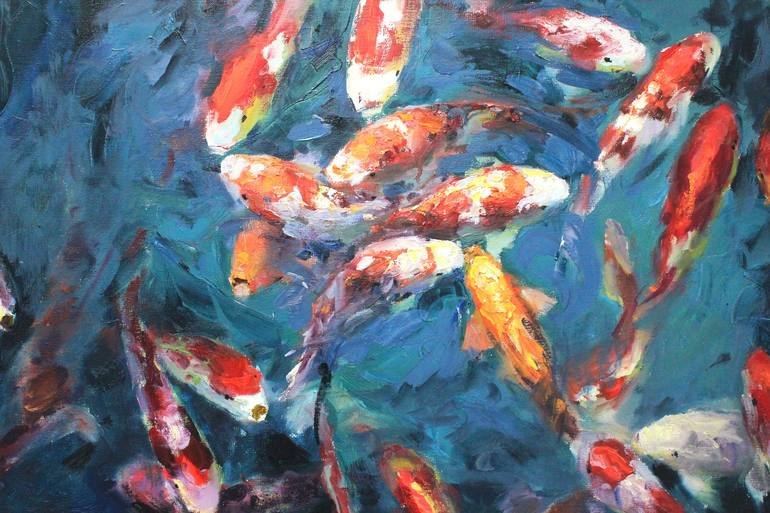 Original Abstract Fish Painting by Eugene Chernyakovsky
