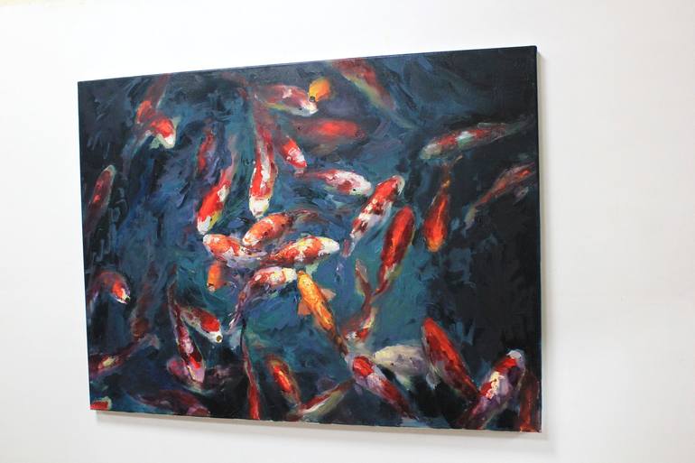 Original Abstract Fish Painting by Eugene Chernyakovsky