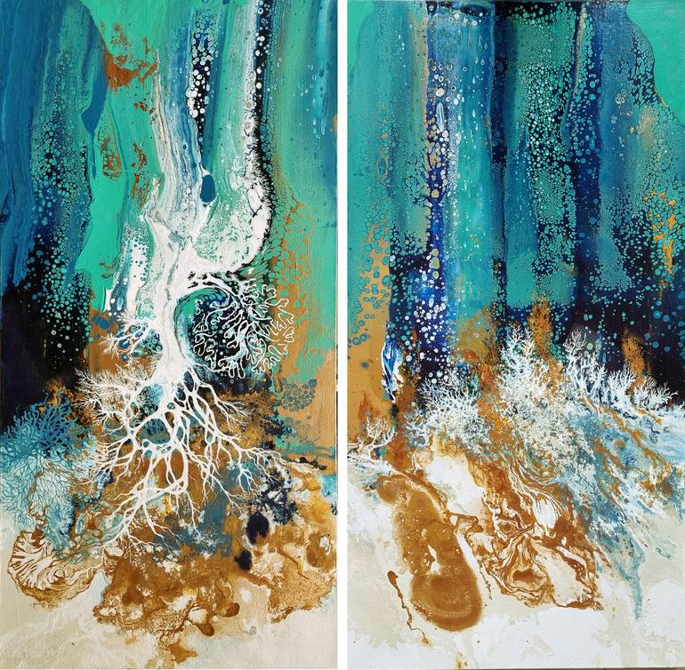 Original Abstract Water Painting by Brigitte Ackland