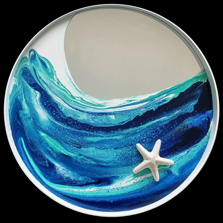 Original Water Painting by Brigitte Ackland | Abstract Art on Glass | WHERE THE SEA HOLDS A STAR