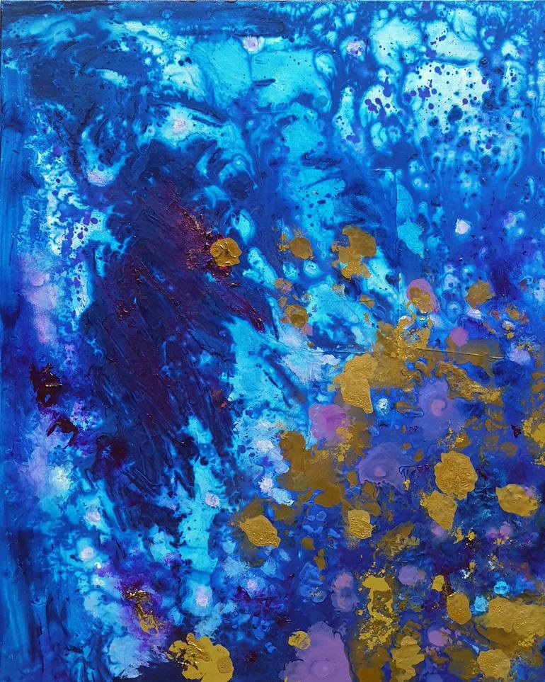 Original Abstract Outer Space Painting by Brigitte Ackland