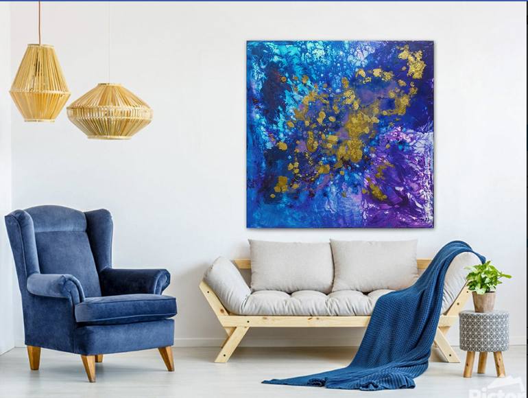 Original Abstract Outer Space Painting by Brigitte Ackland