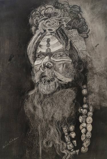 Original Expressionism Religion Drawings by Shailendra Khadkikar