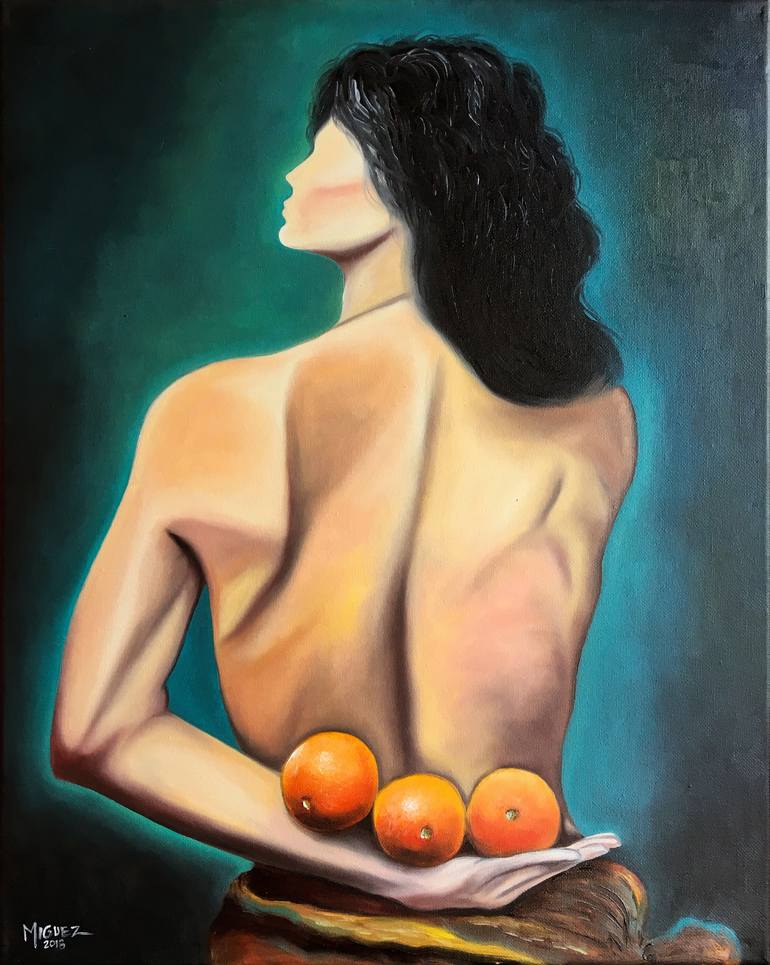 Original Surrealism Nude Painting by Dixie Miguez