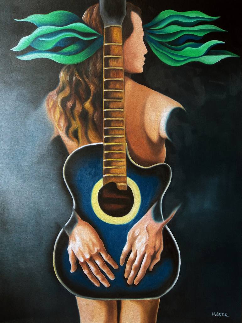 Troubadour muse Painting by Dixie Miguez | Saatchi Art