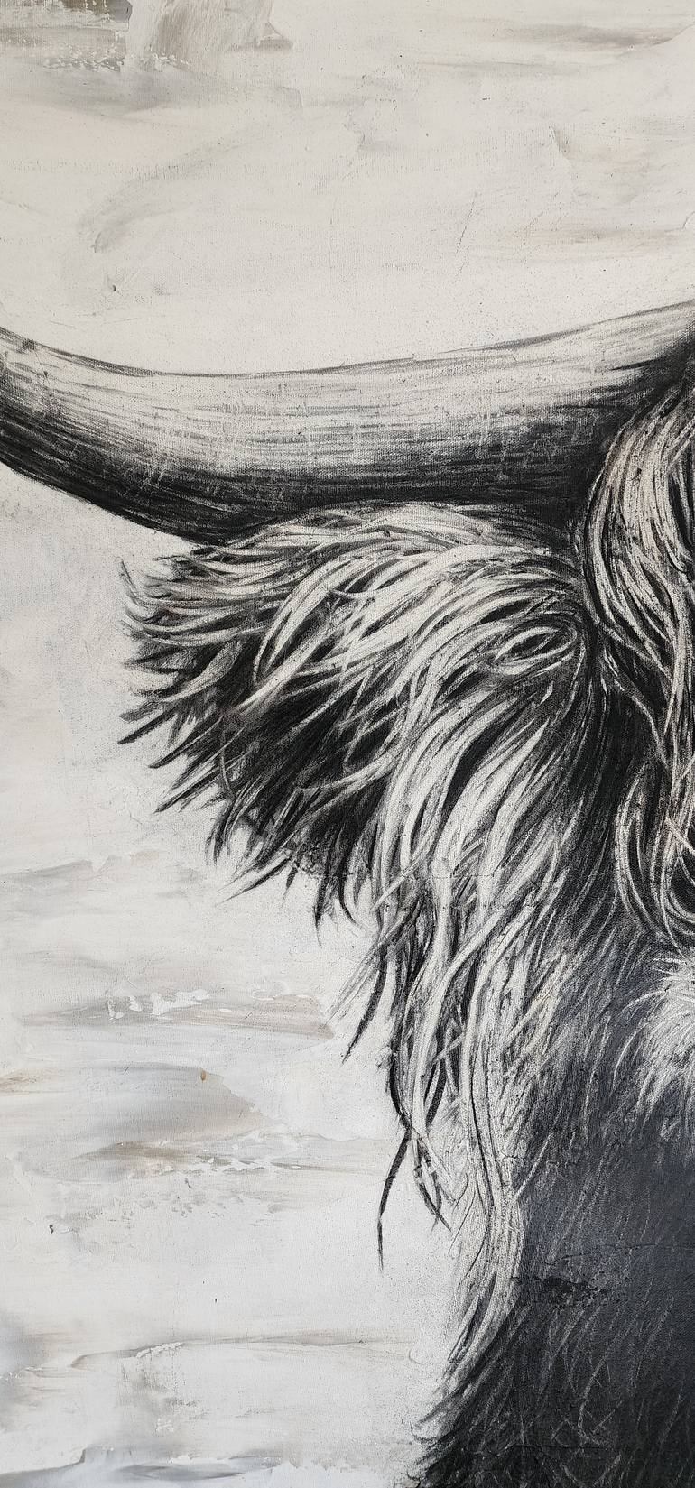 Original Black & White Animal Painting by Marieelaine Cusson