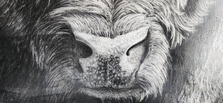 Original Black & White Animal Painting by MarieElaine Cusson