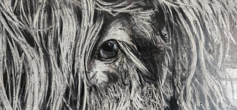 Original Black & White Animal Painting by MarieElaine Cusson