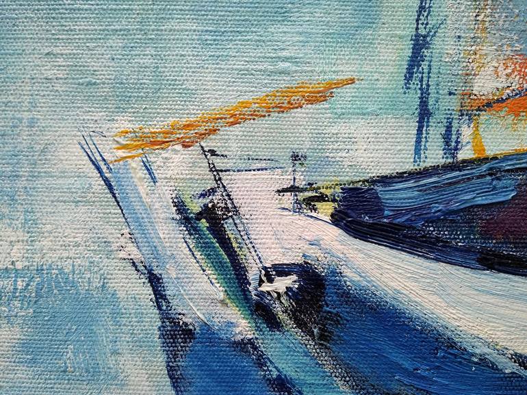 Original Expressionism Sailboat Painting by Vlasta Beketic Dugonjic