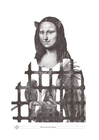 Fine Art Giclée Prints / Mona Lisa with Birds  / grey / thumb