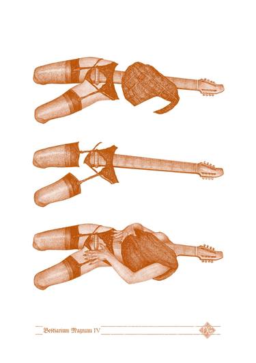 Bestiarium Magnum IV (Concerto for strings and underwear Nr. 2.)(lila) -  Limited Edition of 76 Printmaking by Dobri Gjurkov