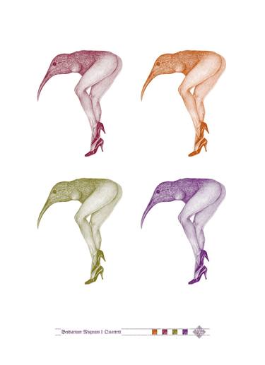 Fine Art Giclée Prints / Bestiarium Magnum I Quartett / modern living, vintage erotic, pinup, sexy lady thumb