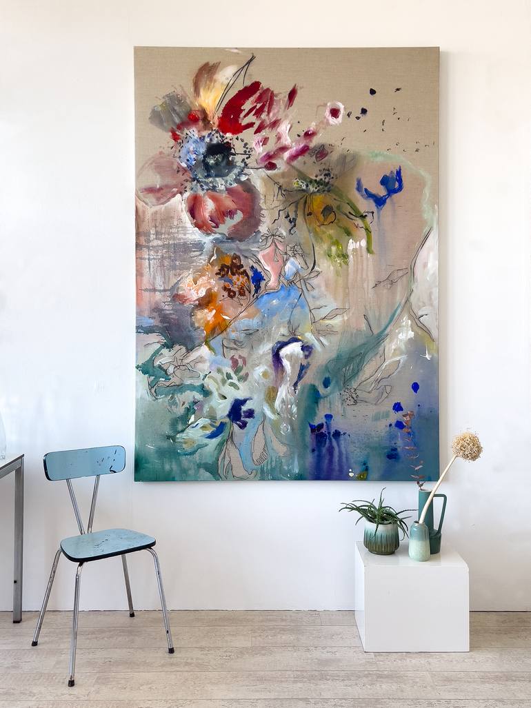 Original Contemporary Floral Painting by Lies Goemans