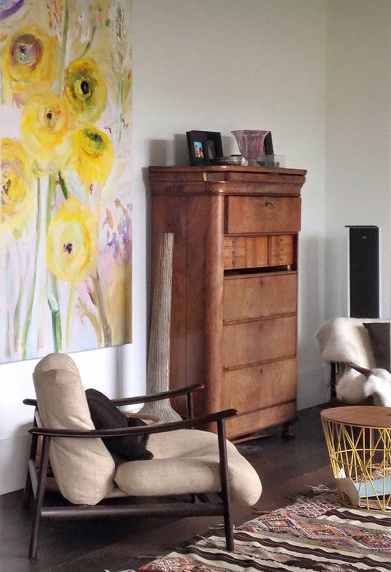 Original Abstract Expressionism Floral Painting by Lies Goemans