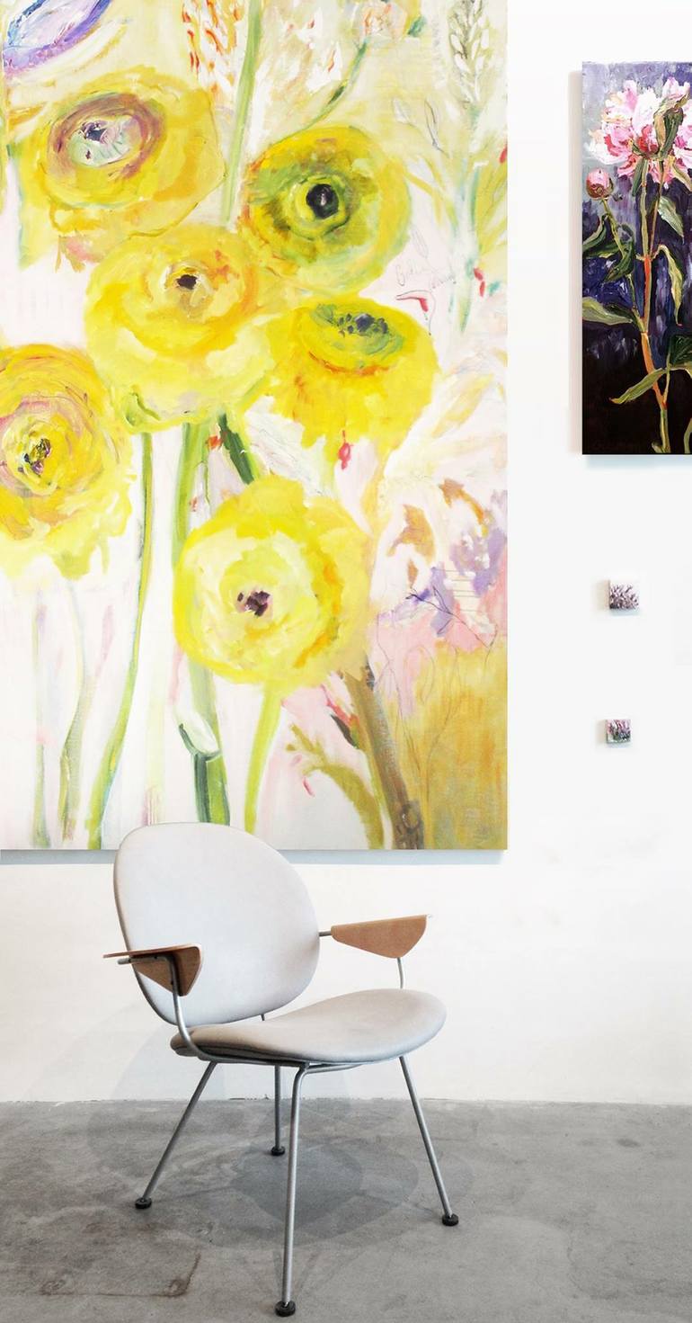 Original Abstract Expressionism Floral Painting by Lies Goemans