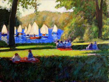 Original Figurative Boat Paintings by David Zimmerman