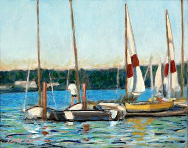 Original Figurative Boat Paintings by David Zimmerman