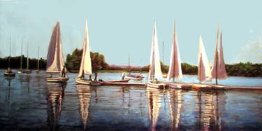 Original Figurative Boat Paintings by David Zimmerman