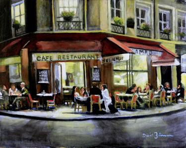 Original Figurative Cities Paintings by David Zimmerman