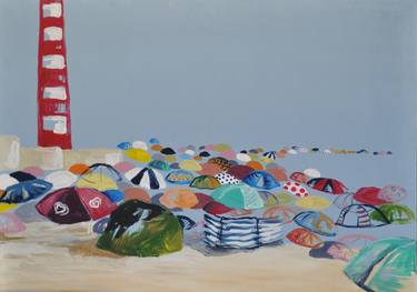 Original Conceptual Beach Paintings by Greta Koncz
