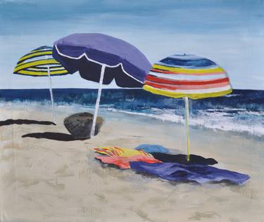Original Figurative Beach Paintings by Greta Koncz