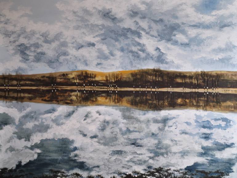 Original Landscape Painting by Greta Koncz | Conceptual Art on Canvas | At the lake