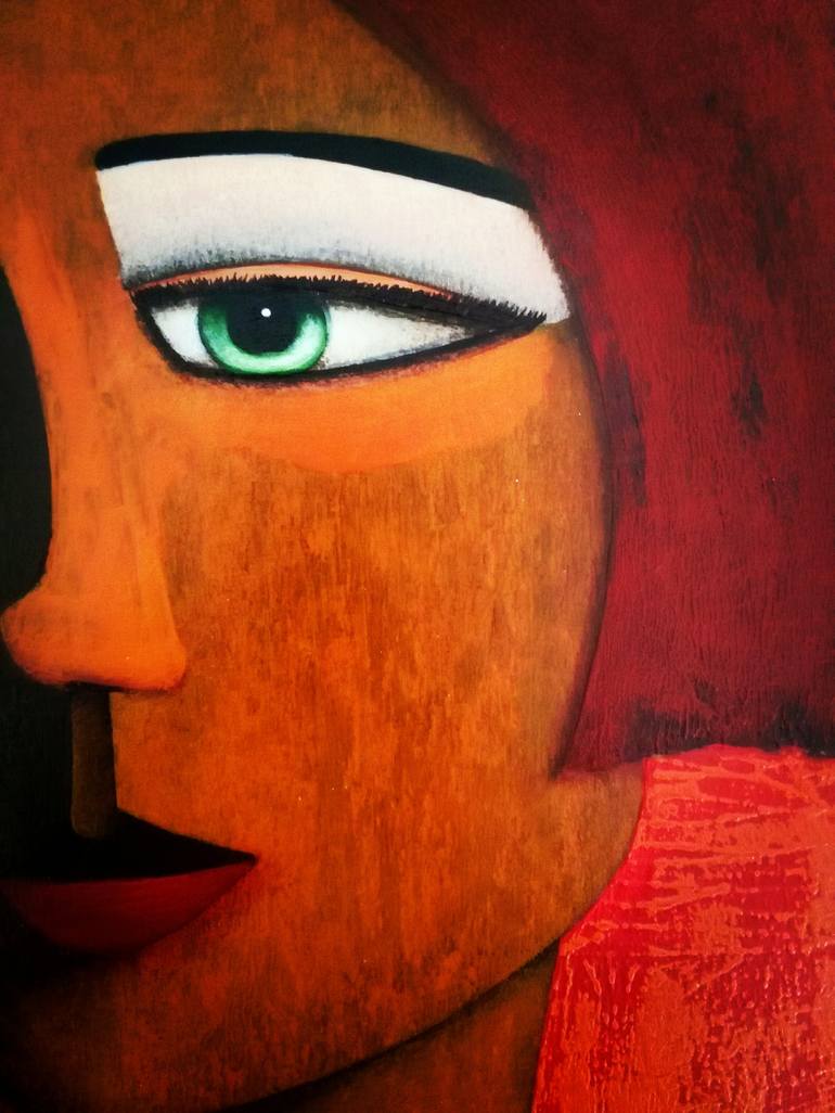 Original Abstract Portrait Painting by Antonio Coelho Art