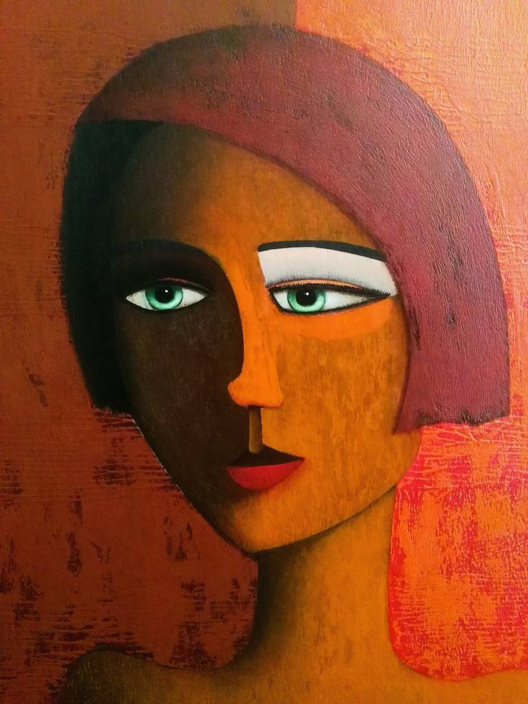 Original Abstract Portrait Painting by Antonio Coelho Art