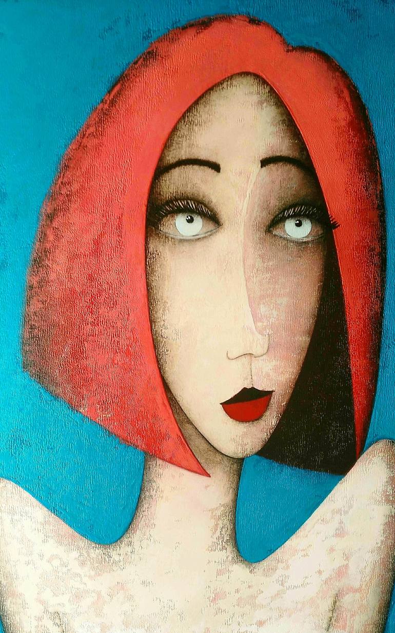 Original Abstract Portrait Painting by Antonio Coelho Art