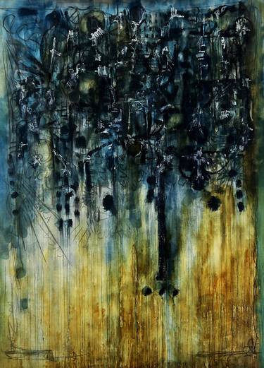 Original Abstract Expressionism Fantasy Painting by Nick Scalisi Aka Nistka