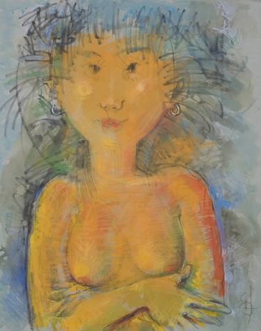 Print of Expressionism Women Paintings by bidzina kavtaradze